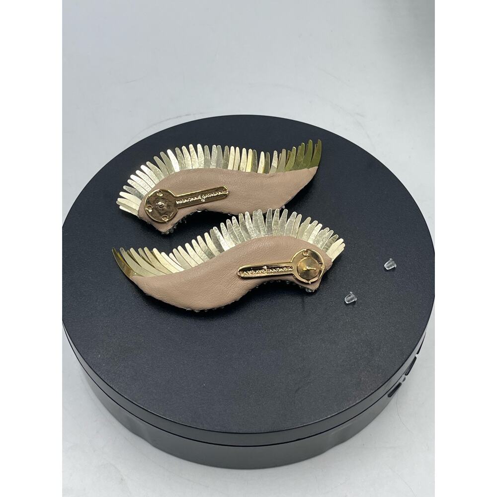 Mignonne Gavigan Gold White Metallic Madeline Large Leather Sequins Wing Earring - Picture 10 of 15